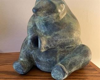 Raku Pottery Seated Bear by Tony Evans