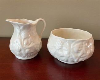 Belleek black mark cream and sugar