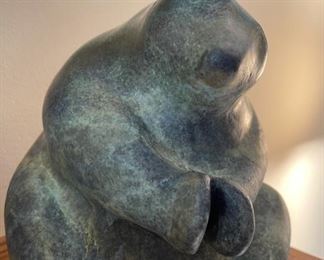 Raku Pottery Seated Bear by Tony Evans