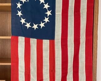 c.a. 1900’s-1920’s wool batting 13 star “Betsy Ross” pattern 42” wide America Flag