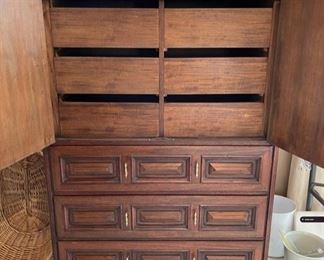 Mid Century Ricardo Lynn custom bedroom furniture in dark stained teak wood