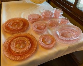 Vintage pink depression glass 32 piece luncheon set
