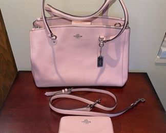 Very nice selection of newer Coach handbags and wallets, like this Pink Pebbled Leather model