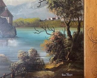 Pair of antique original oils on copper plate by Van Thoren, signed