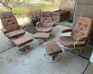 Vintage Homecrest swivel/rocking chairs with ottomans