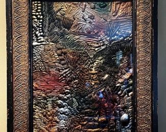 Large collection of Original Plexiglass art works by local artist Richard “Dick” T. Brewer.  Each piece is carved with a 21,000 RPM die grinder to mine abstract images, and the wall hanging pieces are finished with automobile lacquer.  This piece is 20 1/2”Wx25 1/2”T