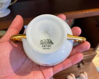 Antique Rosenthal double handled creamed soup/broth cups with saucers