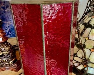 Red Stained Glass Hanging Light