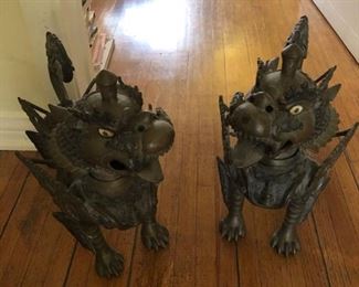 Pair of Metal Lions