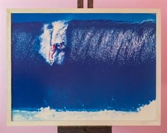 Vintage surfer photo.  Professionally framed by Sherman Gallery, Venice, California.  Artwork is likely larger than what is under mat board.  Visible artwork measures 47 ½"x 35 ⅜ ".  Frame measures  50 ½  x 38 ½".