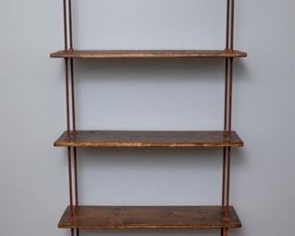 Metal and wood bookcase 35 ¾" x 12 ¾" x 72" tall 