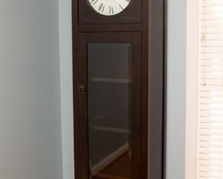 Curio Victorian wall clock made by Robert Neil of London 21 ⅝" tall x 14" x 78 ⅞" tall.  