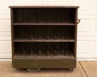 Vintage industrial rolling  mail cart. 