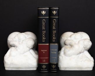 Pair of marble bookends, etched "Lombard St SF" (San Fransisco" 