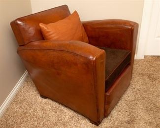 Same item as previous photo. 1940's Art Deco Leather Club Lounge Chair.  