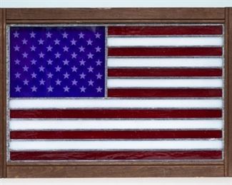 American flag on stained glass. 