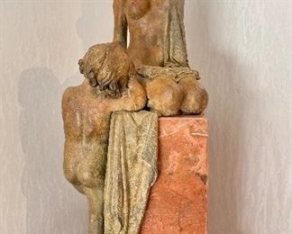 Item 11:  Unsigned Bronze Sculpture with Marble Base,  - 10.25" x 28" Tall:  $775