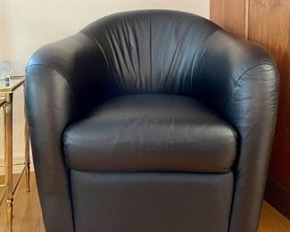 Item 22:  (2) Italsofa Black Leather Modern Pair of Club Chairs - 30"l x 22.5"w x 32.5"h:  $700 for pair