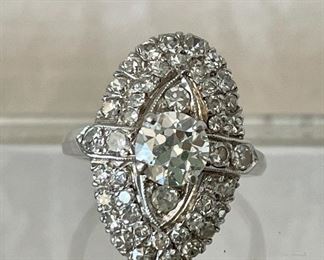 Item 64:  Antique Platinum and Diamond Cocktail Ring: $3500