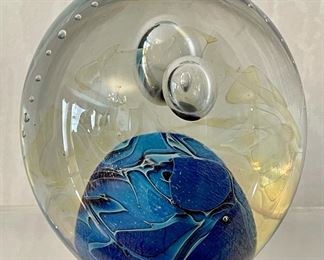 Item 33:  Large Signed Robert Eickholt Vortex Art Glass, 1988 - 4":  $95
