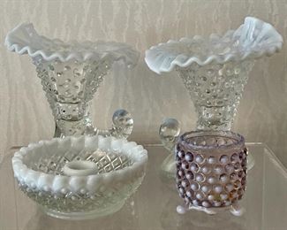 We have a variety of beautiful Hobnail Fenton pieces! Priced at sale!