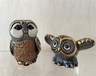 Item 59:  Hand Painted DeRosa Rinconada Owls (Made in Uruguay):  $45/pair                                                                                                                     Tallest - 3"