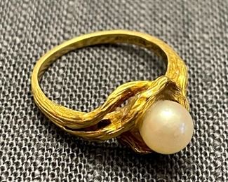 Item 98:  18K and Pearl Ring:  $225  