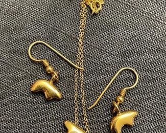 Item 100:  14K Bear Earrings:  $175                                                                                           Item 101:  14K Bear Necklace:  SOLD