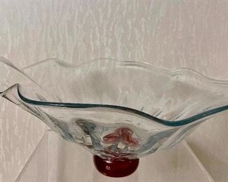Item 148:  Signed Hand Blown Bowl - 16.5" x 6.5": $125
