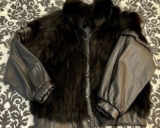 Item 170:  Leather & Fur Coat/Vest (Sleeves are Removable): $225