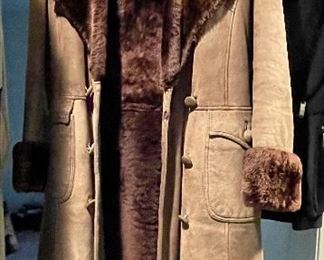Item 177:  Leather & Fur Lined Coat:  $175