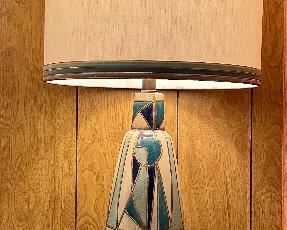 Item 182: MCM Turquoise Hued Lamp - 48.25": $245