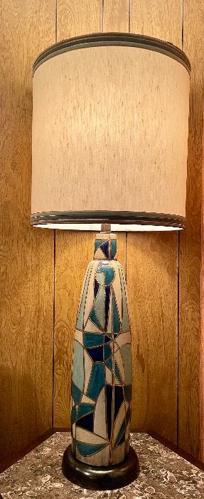 Item 182:  MCM Turquoise Hued Lamp - 48.25":  $245