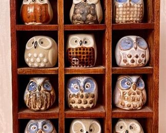 Item 192:  (12) Decorative Owls with Shelf - 5.75" x 7.25":  $45