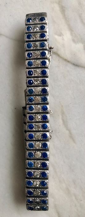 Jewelry group O                                                                                           Vintage Sterling Silver and blue stone bracelet $40.00         Vintage Sterling and turquoise bracelet from Mexico $45.00                                                                                                                 Round Mexican pin pendant $20.00