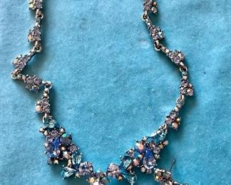 Blue Rhinestone necklace and earring set $24.00