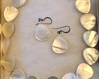 Beautiful mother of pearl boxed necklace and earring set $35.00