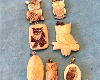 Jewelry Group C                                                                                              $15.00 for the entire lot of 11, two turtles and nine owls!