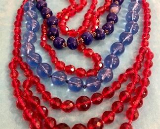 Jewelry #22                                                                                                        Lot of 4 vintage glasssbead necklaces $22.00