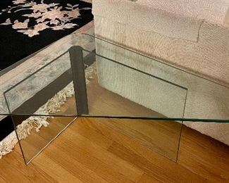 Item 235:  Modern Glass Side Table - 24"l x 36"w x 16"h:  $375