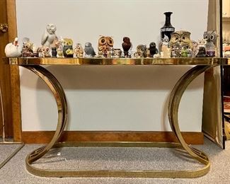 Item 248:  Smoked Glass and Brass Console Table - 54"l x 17"w x 26"h:  