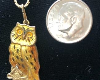 Small Enamel Owl on Chain from Norway: $45