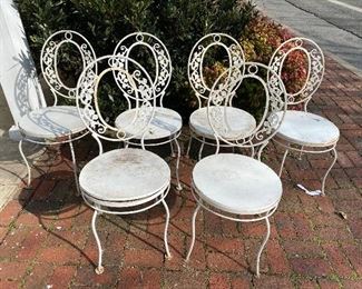 Set of 6 Wrough Iron Patio Chairs