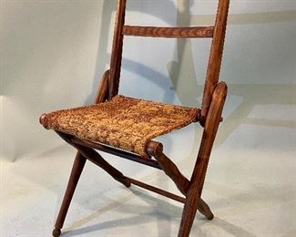 Antique Grain Painted Campaign Chair