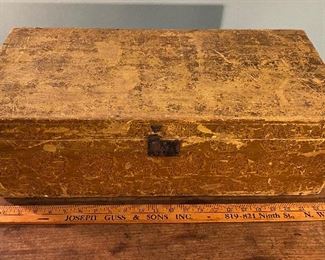 Antique Grain Painted Yellow Birdseye Letter Box