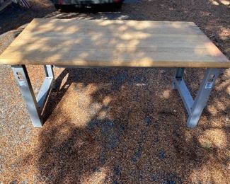 Global Hardwood Top Metal Leg Work Bench