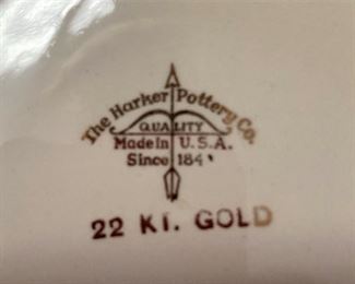 The Harker Pottery Company plate with 22 KT rim