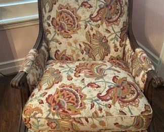 One of two great upholstered chairs