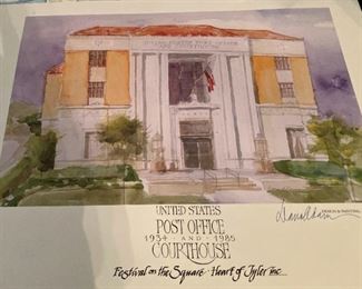 Tyler, TX US Post Office watercolor print by Tylerite Dana Adams