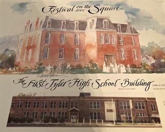 The first Tyler High School watercolor print signed by Tylerite Dana Adams (now Caldwell)